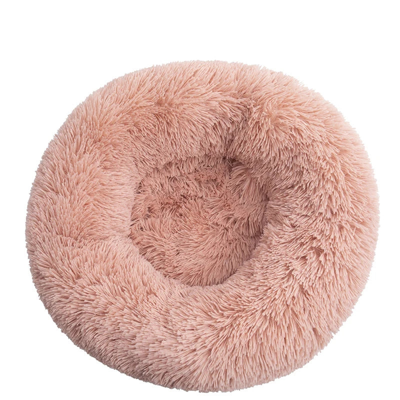 Round Plush Pet Bed – Soft Warm Dog House for Large and Medium Pets