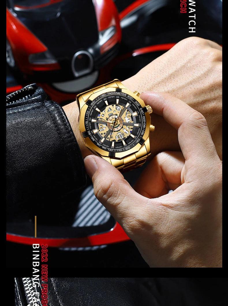 Stainless Steel Quartz Watch – Waterproof Luminous Calendar for Business Men