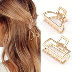 Gold Metal Heart Hair Claw Clips – Non Slip Geometric Barrettes for Daily Wear