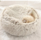 Semi-Enclosed Plush Pet Bed – Warm Winter Shell Nest for Cats and Small Dogs