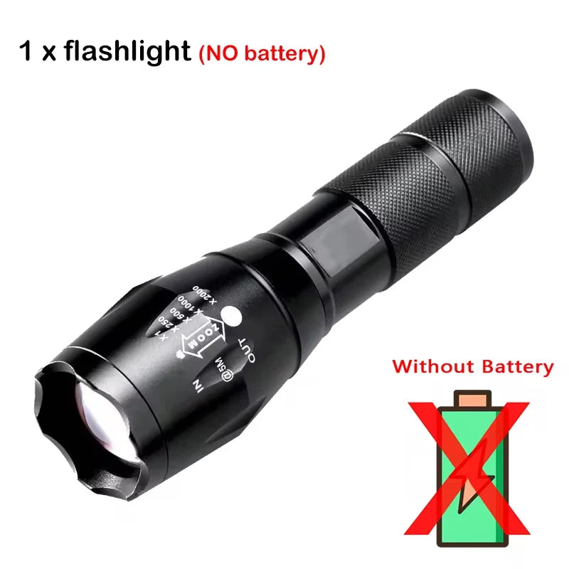 T6 LED Zoomable Flashlight – Waterproof Aluminum Torch for Camping