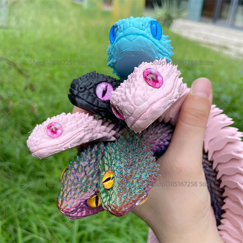 60cm 3D Printed Articulated Snake – Luminous Realistic Desktop Ornament
