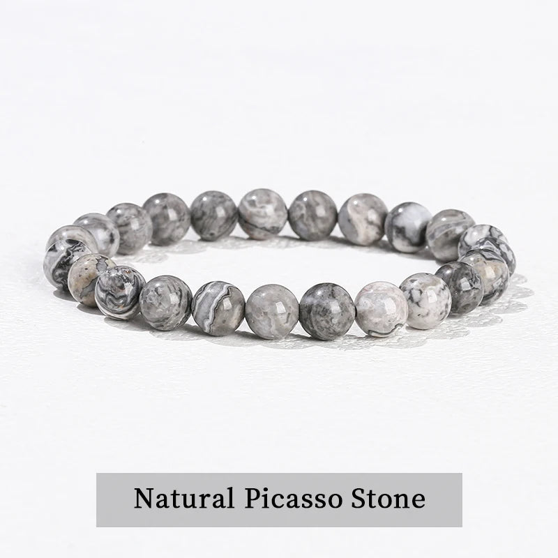 Natural Stone Bead Bracelet – Healing Crystal Gemstone Jewelry for Men and Women