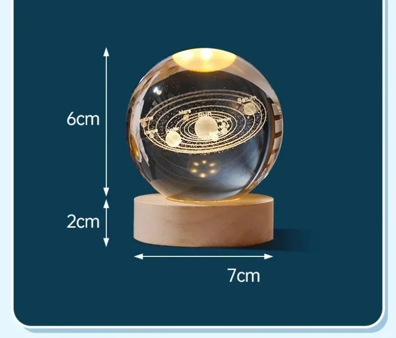 Galaxy Crystal Sphere Night Light – Clear Glass Globe for Home Decor
