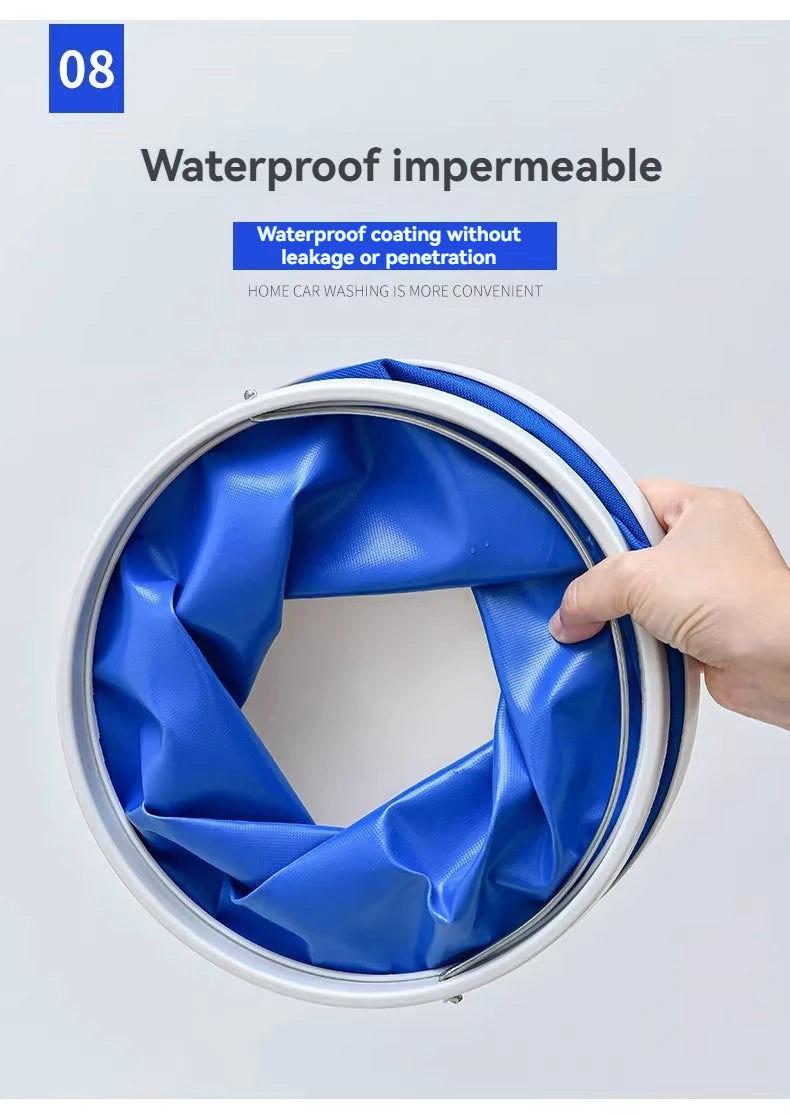 Collapsible Oxford Folding Bucket – Waterproof Portable Basin for Car Washing