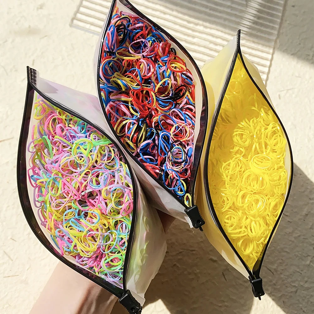Colorful Disposable Hair Bands – Elastic Rubber Ties for Kids Hairstyles
