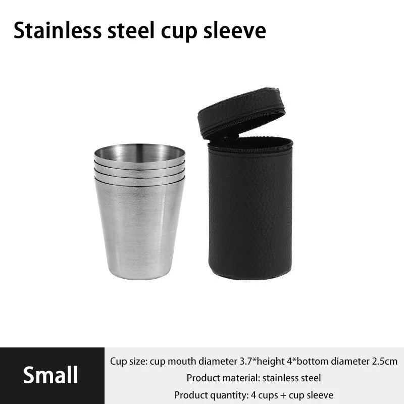 Stainless Steel Portable Cups – Travel Drinkware Set for Outdoor Camping