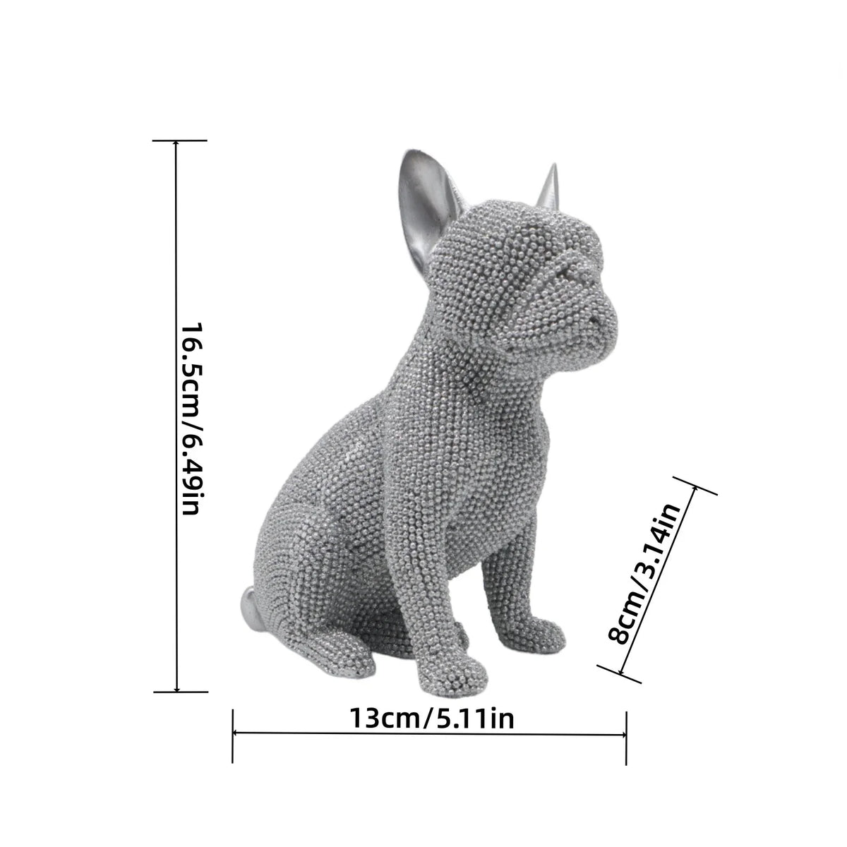 Beaded French Bulldog Resin Statue – Colorful Animal Decor for Home Office