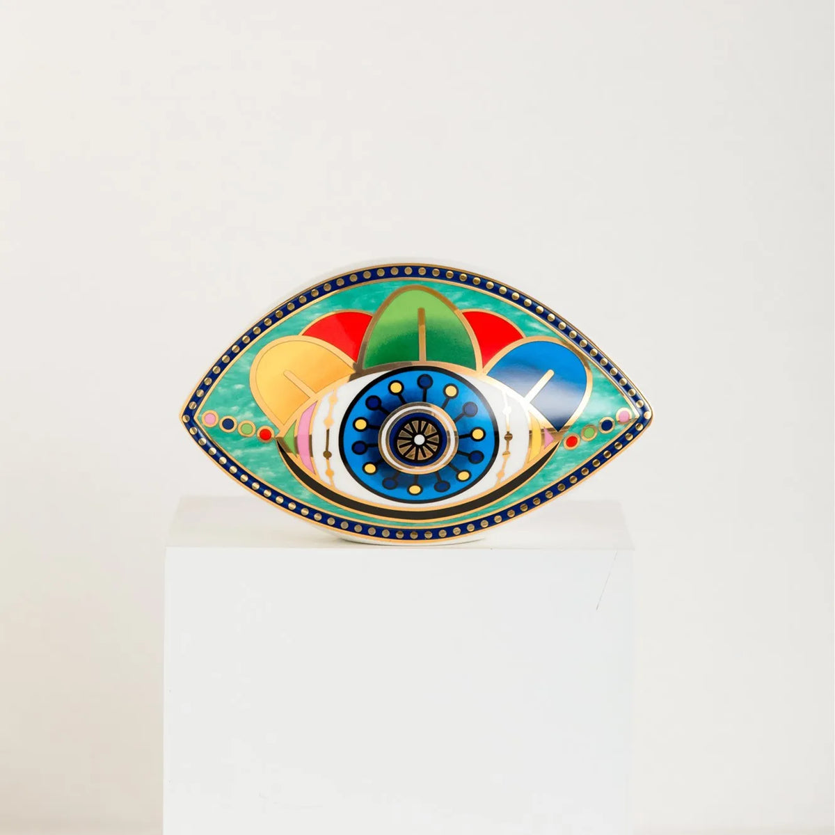 Ceramic Evil Eye Figurine – Lucky Amulet Ornament for Home Living Room Decor