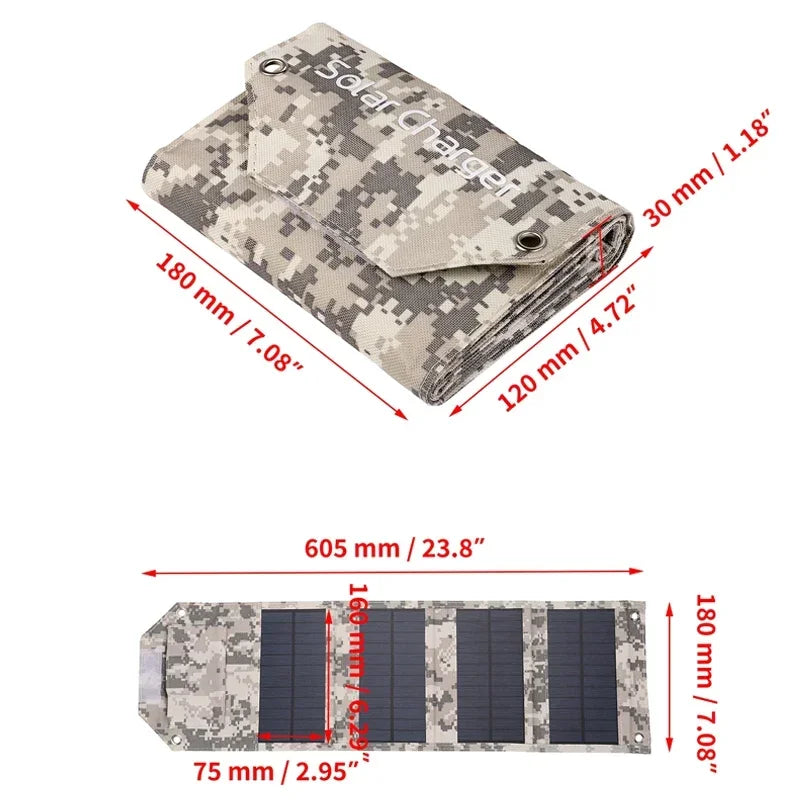 Foldable Solar Panel – 100W Portable USB Charger for Outdoor Camping