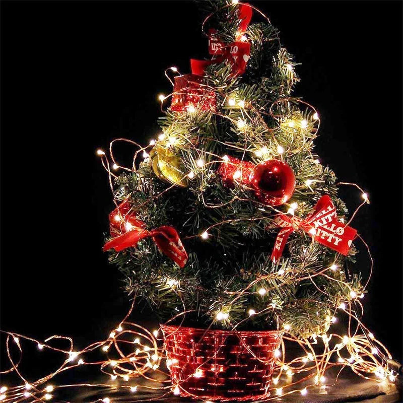White LED String Lights – 20M Waterproof Copper Wire for Christmas Decor