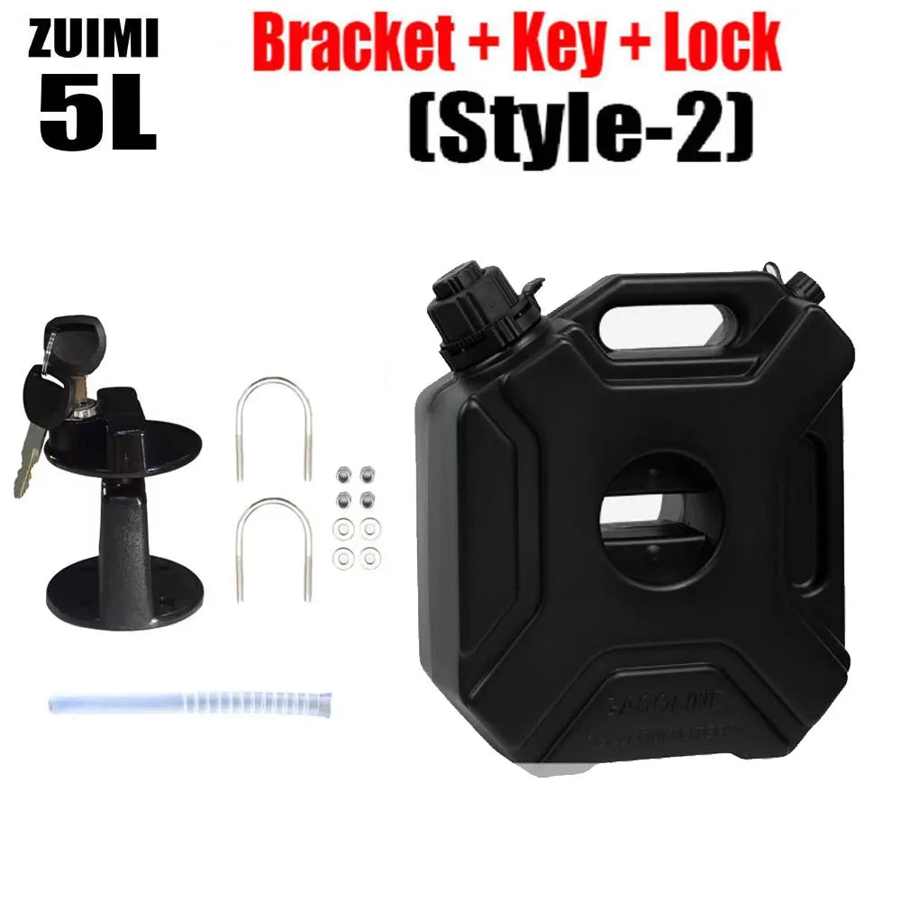 5L Plastic Fuel Canister – Lockable Backup Tank for Motorcycle SUV Storage