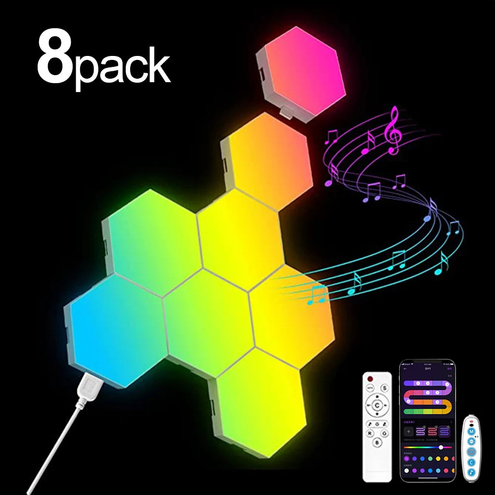 RGB Hexagonal Wall Lamp – Smart Ambient LED Lighting for Game Room Decor