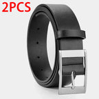 Mens PU Leather Belt – Designer Style Metal Pin Buckle for Casual Jeans
