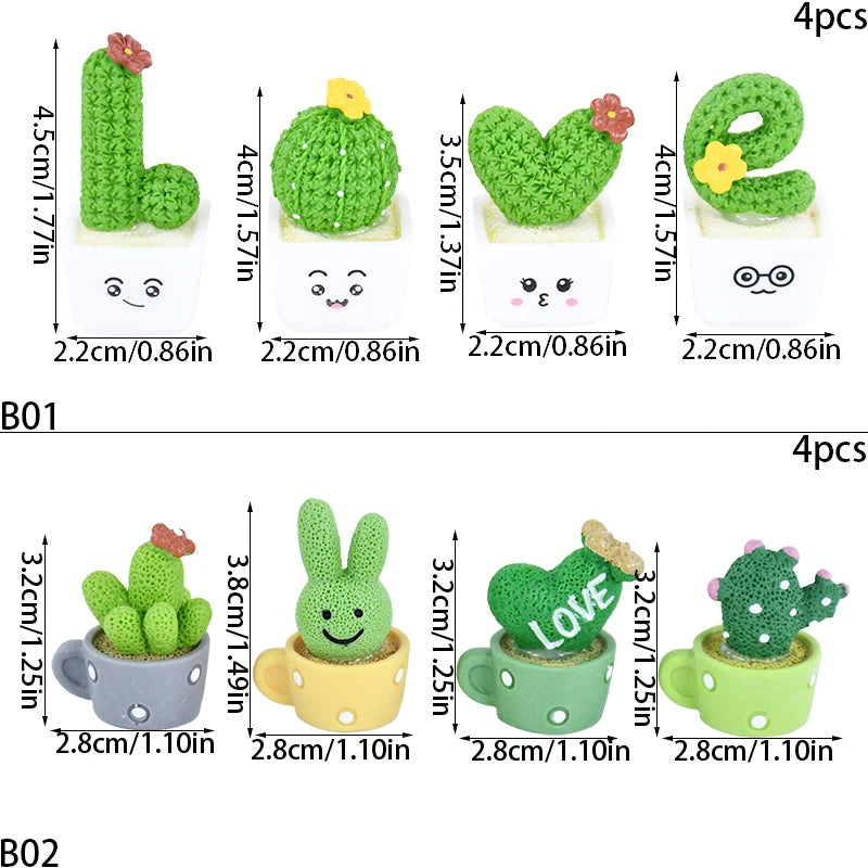 Mini Resin Succulent Cactus Pots – Decorative Plants for Home and Office