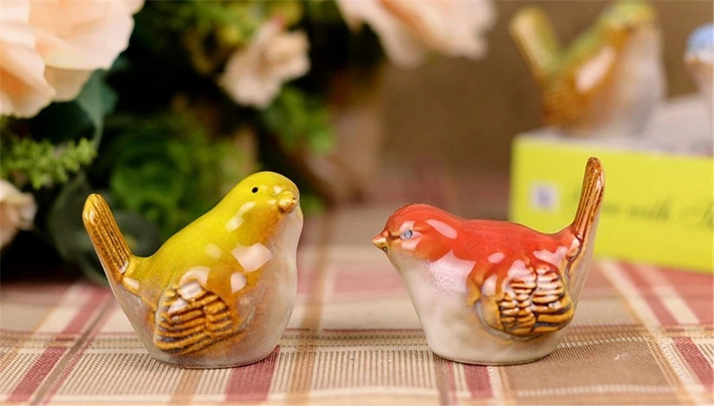 Ceramic Bird Figurines – Porcelain Magpie Sparrow Set for Home Decor