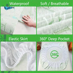 Waterproof Bamboo Mattress Cover – Cooling Fitted Sheet for Deep Bed Frames