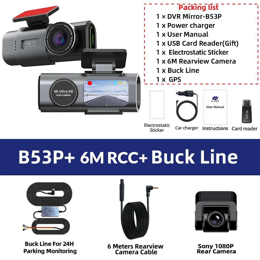 4K WiFi Dash Cam – GPS Night Vision Car DVR for Vehicle Security