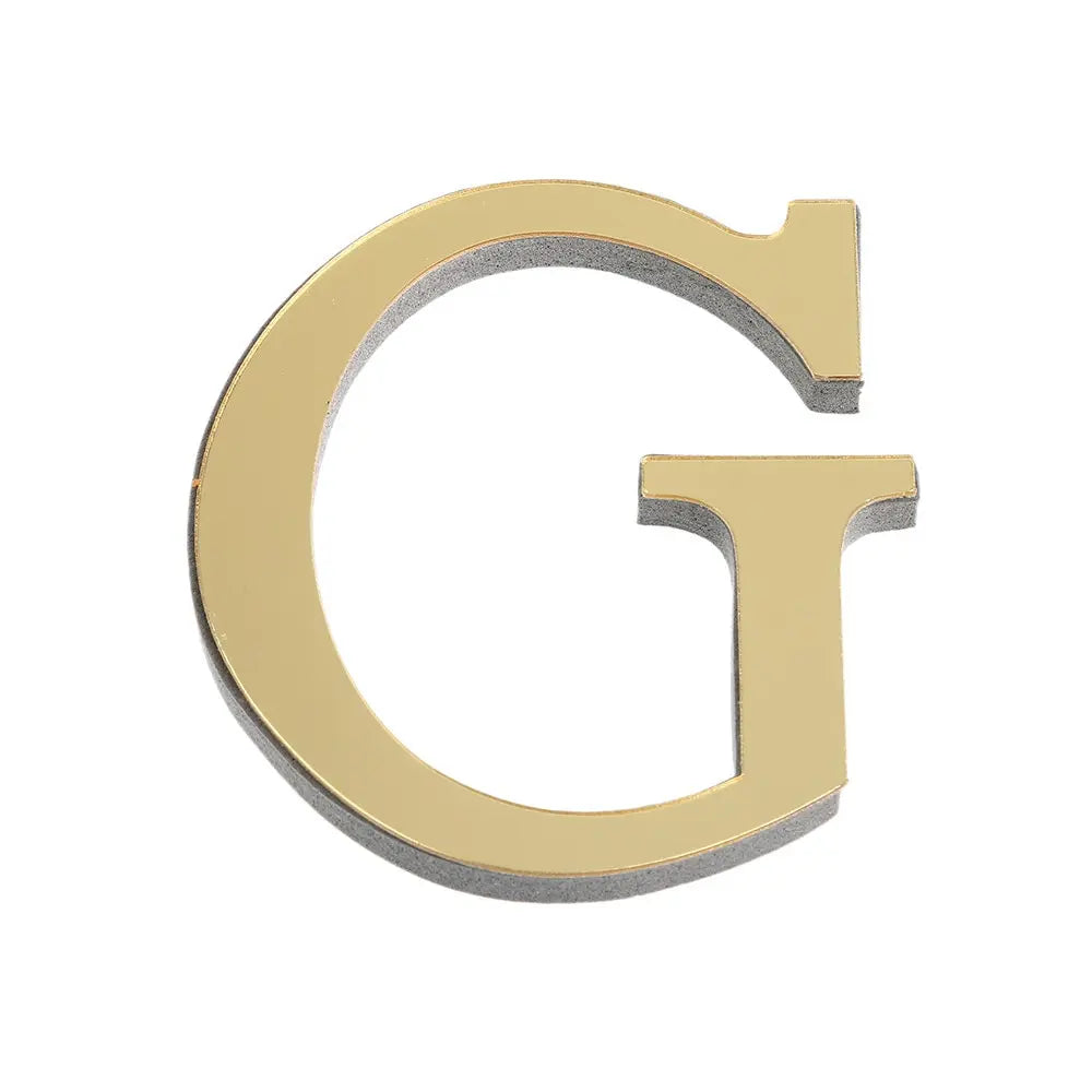 3D Gold Acrylic Letter Wall Stickers – Self-Adhesive Alphabet Home Decor