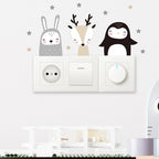 Cartoon Animal Switch Stickers – Cute Boho Wall Decals for Kids Nursery
