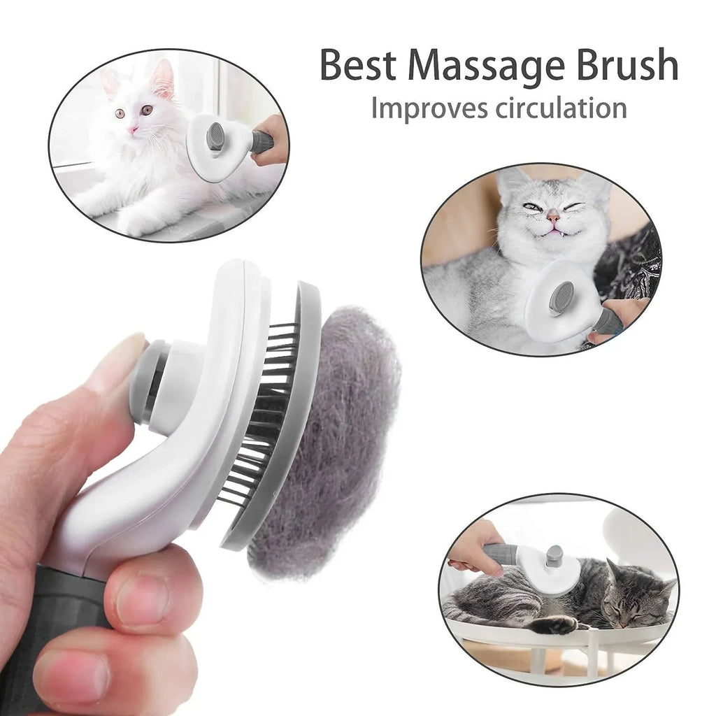 Self-Cleaning Pet Grooming Brush – Dematting Tool for Dogs and Cats