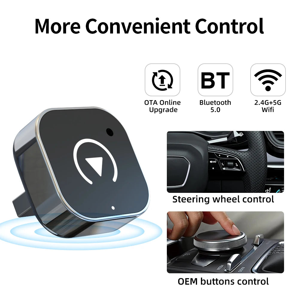 Wireless CarPlay Adapter – 2-in-1 USB Dongle for Apple iPhone and Android Auto