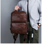 Split Leather Laptop Backpack – Large 14 Inch Travel Bag for Men