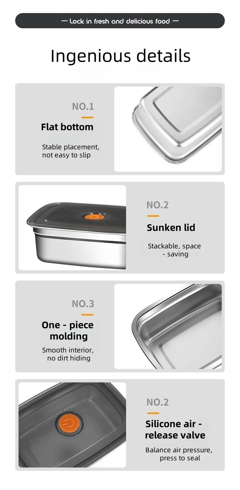 Stainless Steel Bento Box – Leak-Proof Food Container for Camping and Lunch