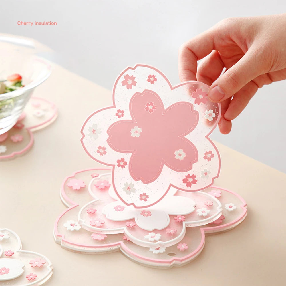Sakura Cherry Blossom Coaster – Silicone Heat Insulation Mat for Tea Mugs