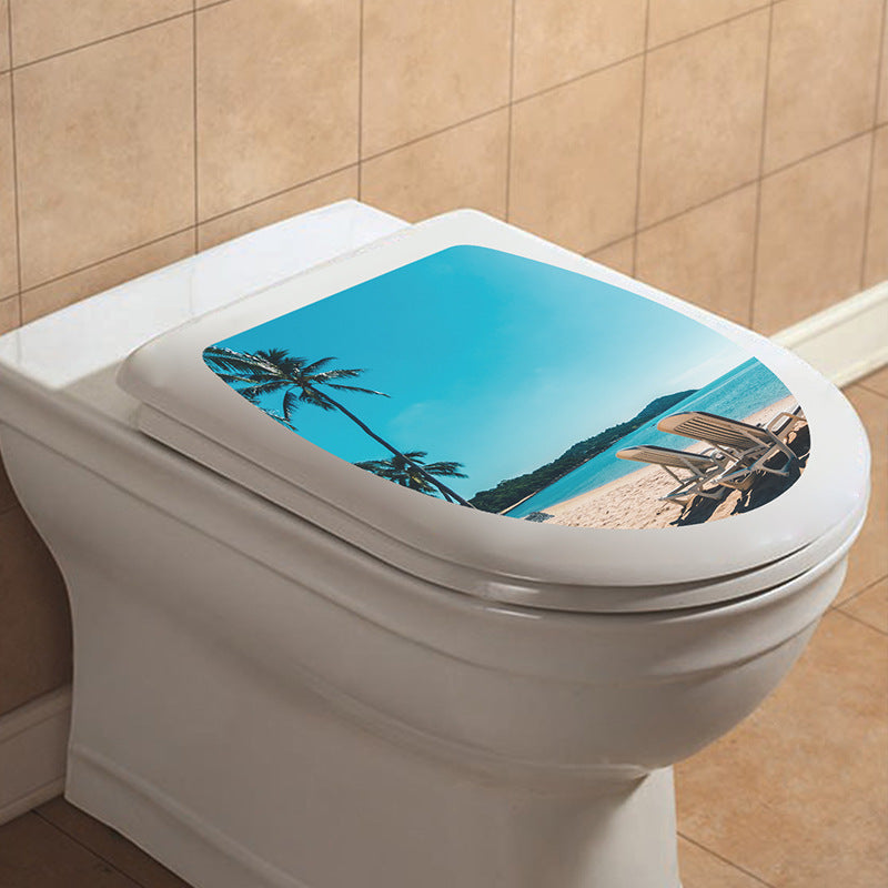 Decorative Toilet Seat Decal – Underwater Sea Shell Art for Bathroom Decor
