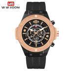 Mens Rose Gold Silicone Sports Watch – 46mm Hollow Dial for Daily Fashion