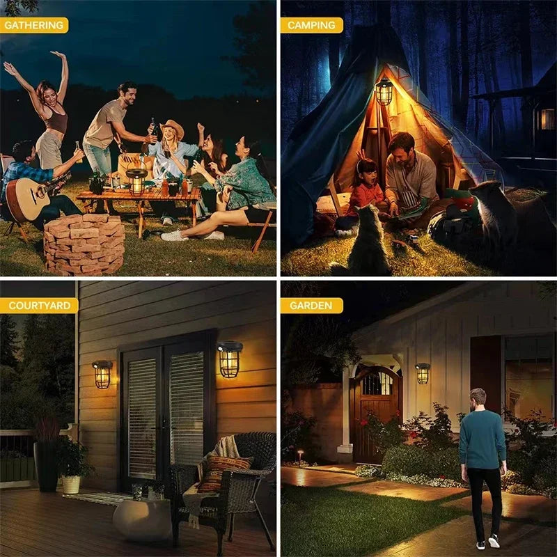 3-in-1 Solar LED Wall Lamp – Tungsten Decorative Lighting for Camping Garden