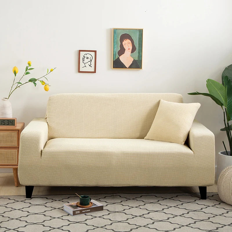 Jacquard Stretch Sofa Cover – Elastic Slipcover for L Shape and Standard Couches
