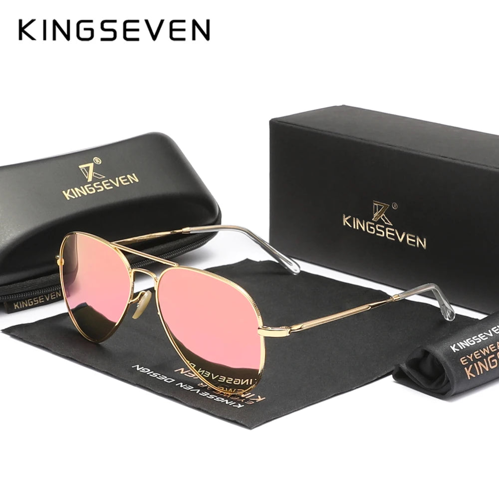 KINGSEVEN Alloy Pilot Sunglasses – Polarized UV400 Eyewear for Women Retro Style