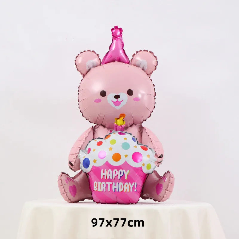 3D Matte Standing Bear Foil Balloons – Birthday Party Decoration for Baby Shower
