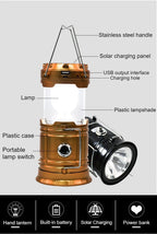 Collapsible Solar LED Camping Lantern – USB Rechargeable Light for Outdoor Hiking