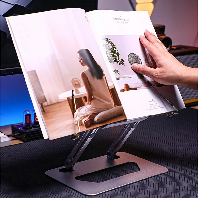 Aluminum Foldable Reading Stand – Adjustable Holder for Laptops and Books