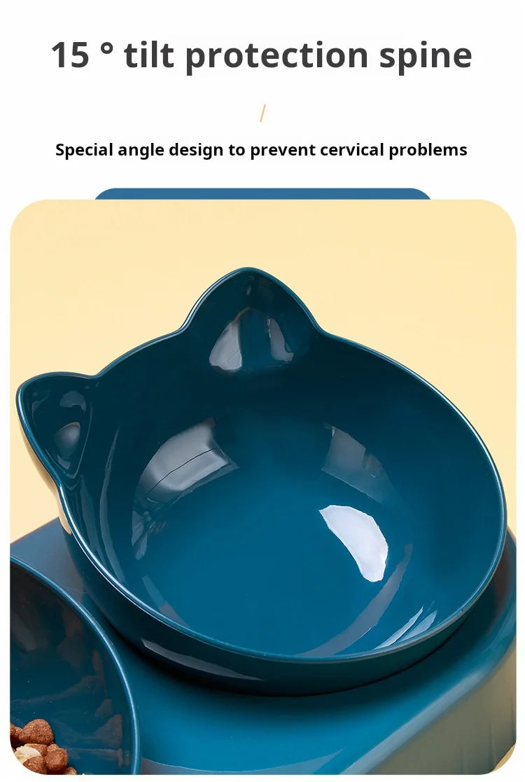 Tilted Cat Bowl Set – Gravity Water Feeder for Neck Protection