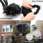 Giant Plush Spider Decoration – 30-200cm Horror Prop for Halloween Party