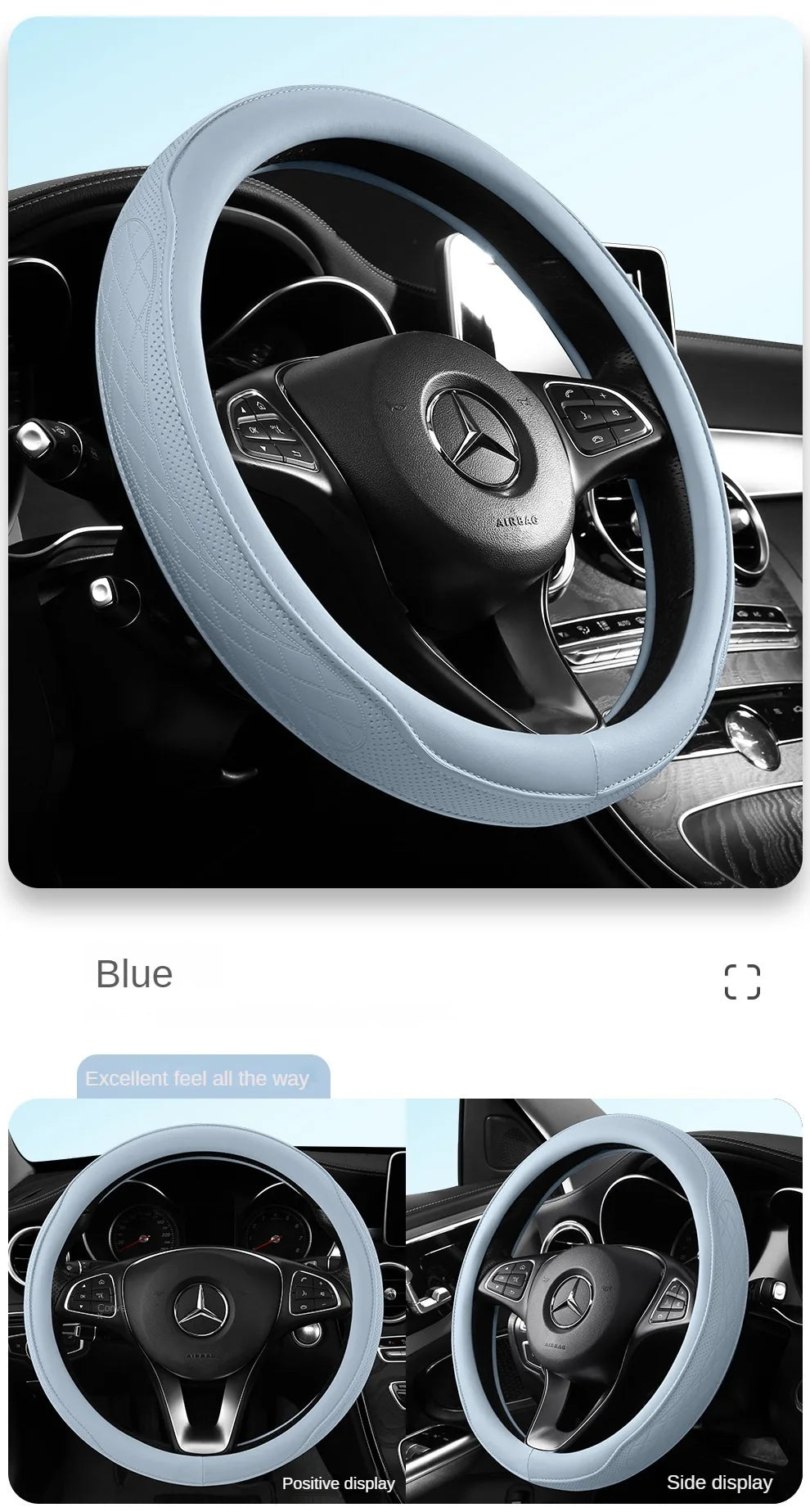Napa Leather Steering Wheel Cover – Perforated 15 Inch Grip for Car Interior