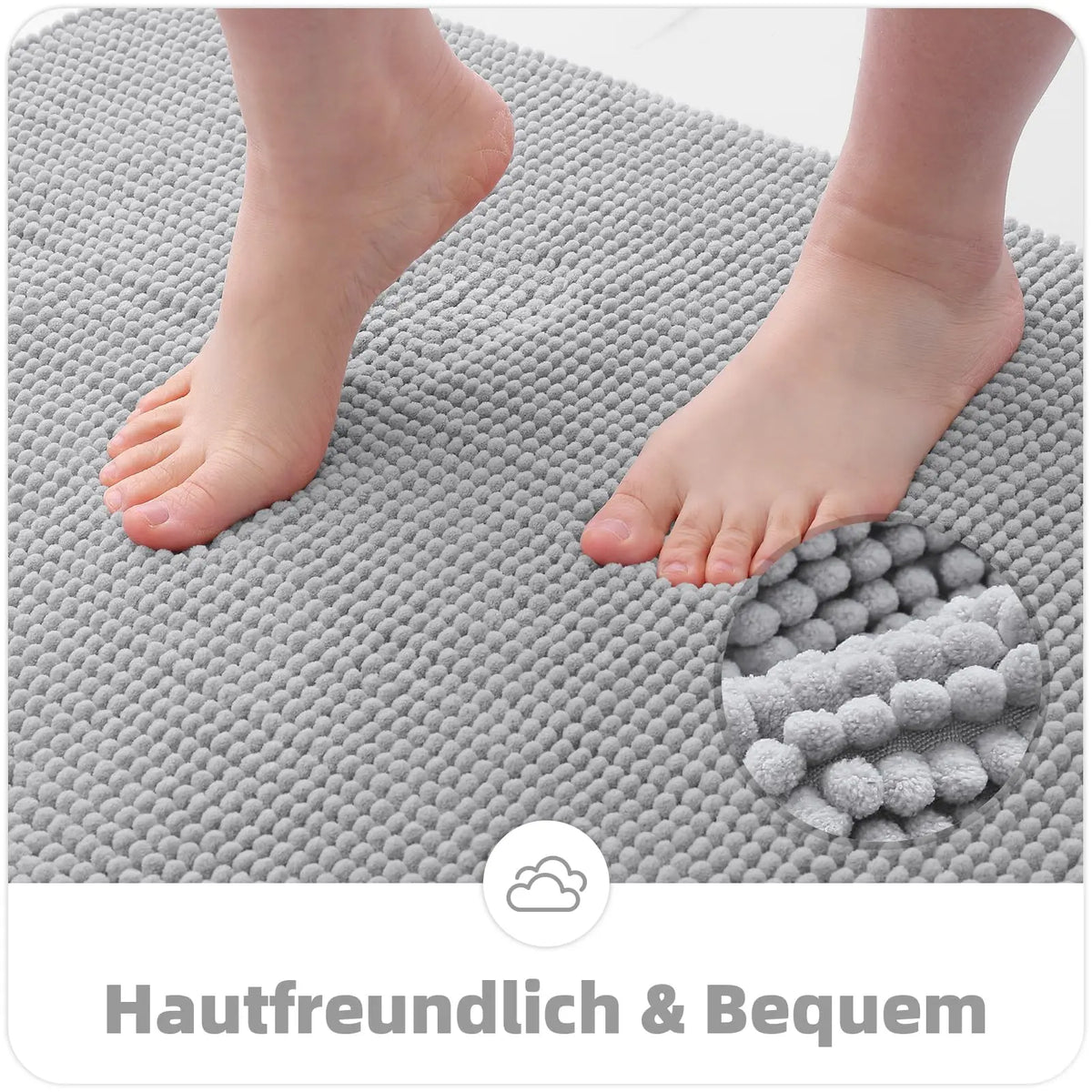 Chenille Bathroom Mat – Ultra Soft Absorbent Non-slip Rug for Shower Floors