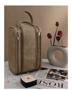 Large PU Leather Makeup Bag – Double Zipper Organizer for Travel Toiletries