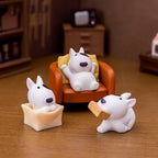 Mini Bull Terrier Dog Figurine – Micro Landscape for Home Desktop Decor