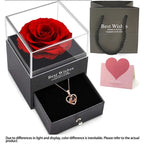 Hollow Zircon Love Heart Necklace – Eternal Flower Gift Box for Mother's Day