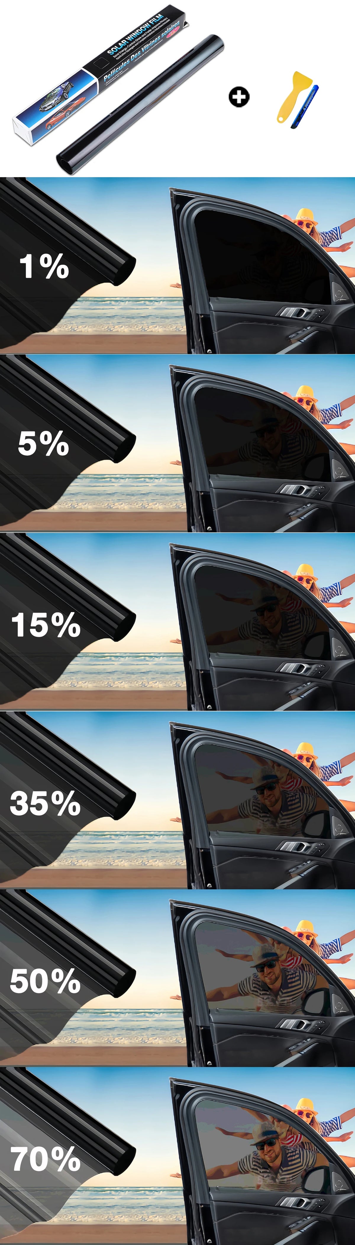 Car Window Tint Film – UV Protection Vinyl for Privacy and Solar Heat Blocking