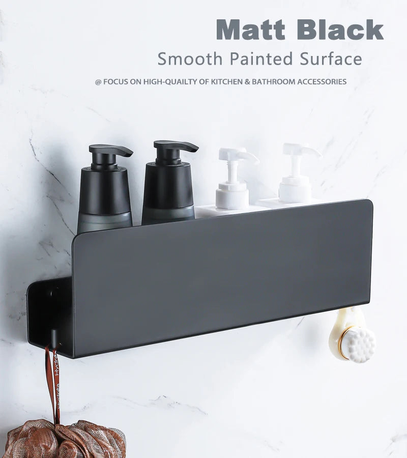 Aluminum Bathroom Shelf – Wall Mounted Storage Rack for Shower and Kitchen
