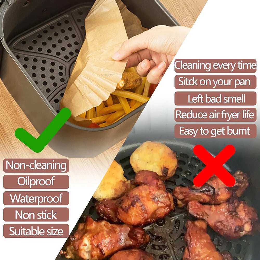 Disposable Air Fryer Liners – Non-Stick Paper Sheets for Baking and Roasting