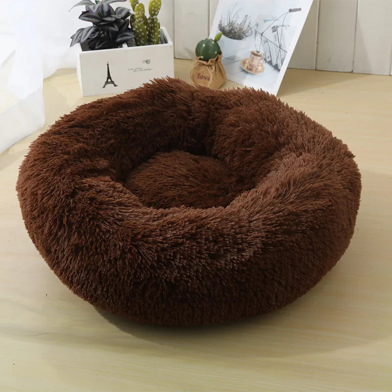 Plush Round Pet Bed – Warm Detachable Washable Nest for Cats and Small Dogs