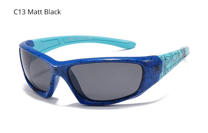 Polarized Spider Web Kids Sunglasses – UV400 Outdoor Sport Shades for 3-9y