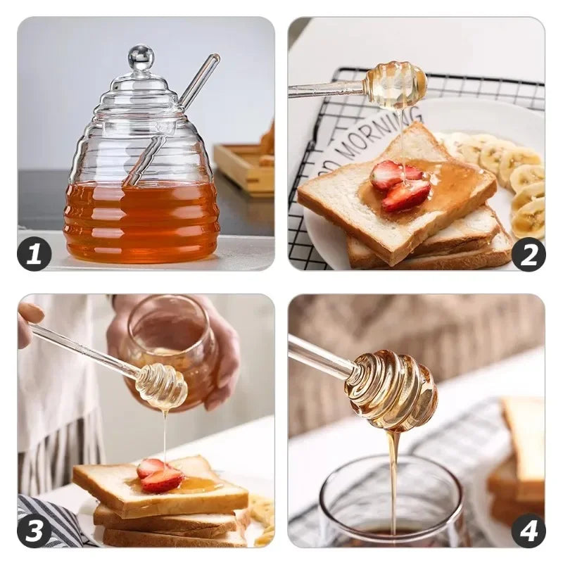 Glass Honey Dipper Stick – Drizzle Spoon for Kitchen Cooking and Tea Stirring